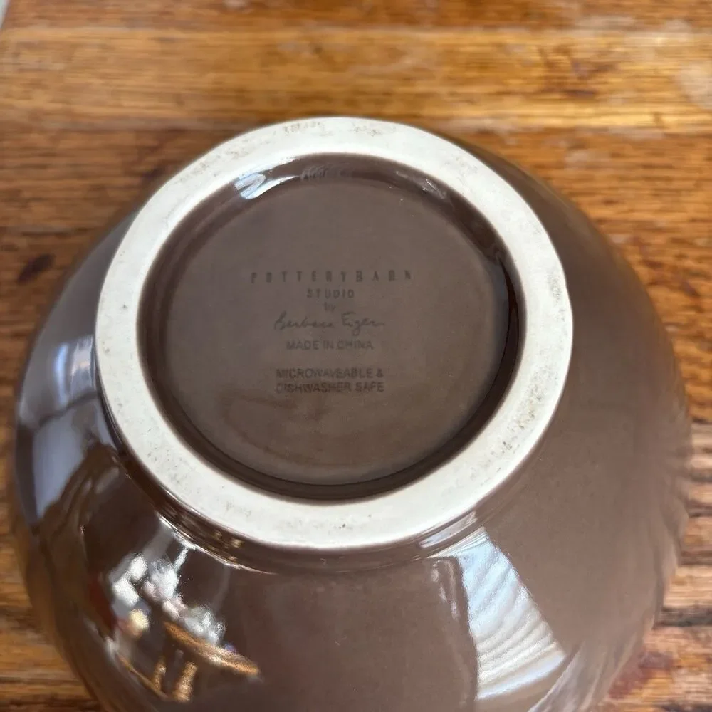 POTTERY BARN STUDIO BY BARBARA EIGEN COCO BROWN CEREAL BOWLS - SET 3